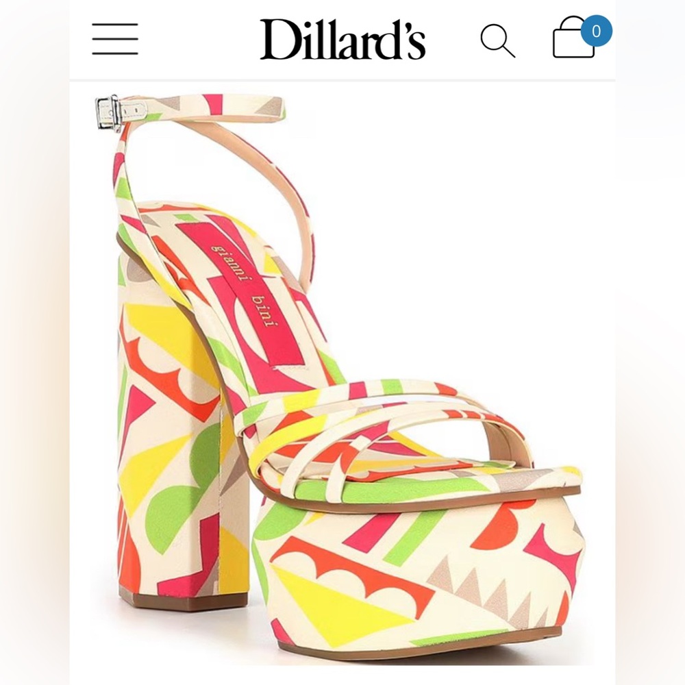 Geometric Patterned, Fun, Chunky Heeled Gianni Bi… - image 1